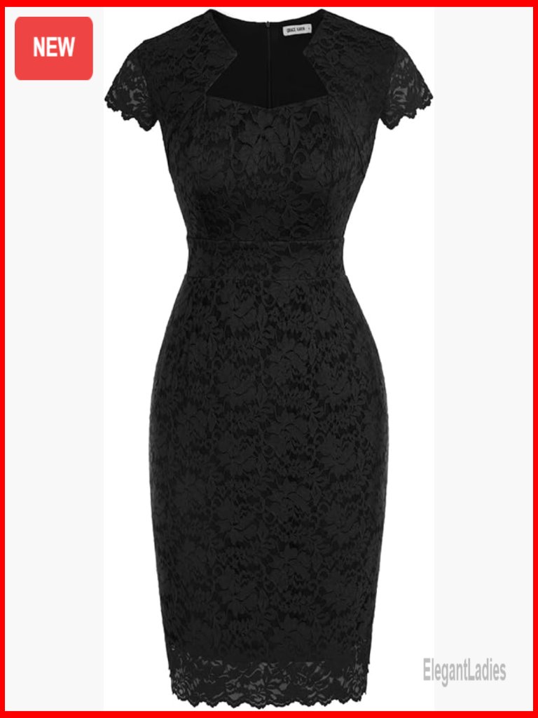 Cap Sleeve Lace Cocktail Dress - Pencil Bodycon For Wedding Guest Work